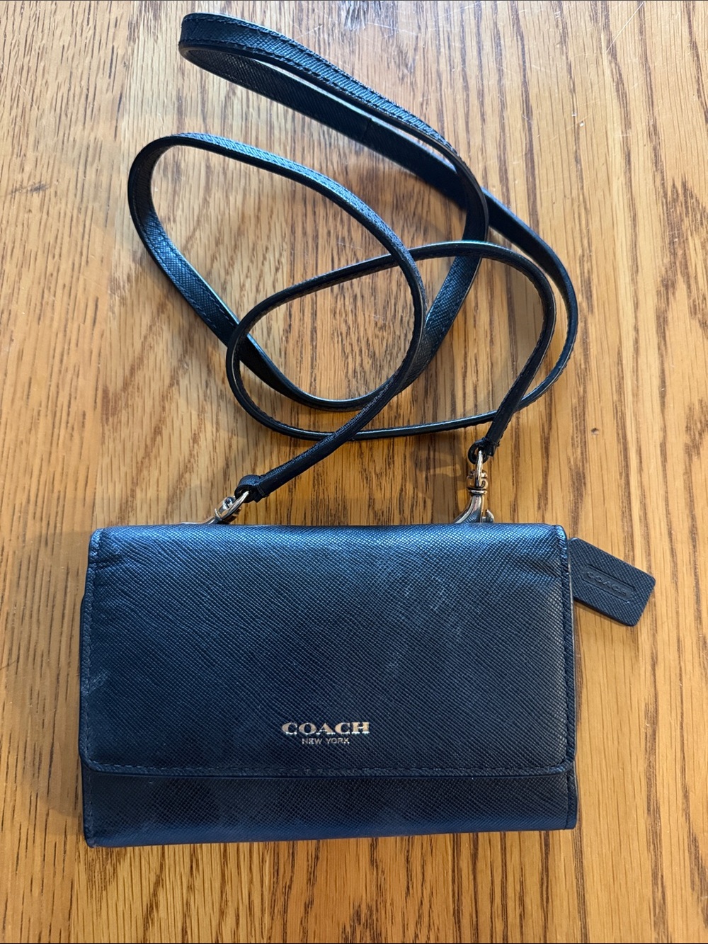 Coach Black Crossbody Wallet with Gold Logo